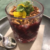 Yaourt, rabarbre fraise granola at Le Potager de Charlotte in Paris