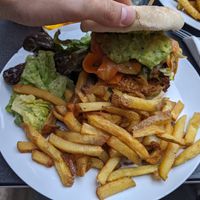 Vegan Burger with fries (15€) - 4/5. at L'Alchimiste in Lyon