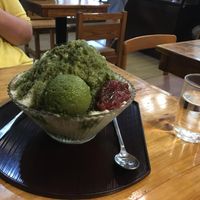 Vegan shaved ice cream with matcha and red beans at Ikigai Kakigori Cafe  in Quezon City