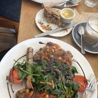 Mushroom toast and big vegan breakfast with scone  at Potpourri Vegetarian Cafe in Dunedin