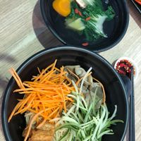 Mushroom noodle at Greendot 绿一点 - Raffles Place in Central Singapore