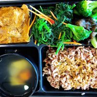 Curry mixed vegetables with brown rice bento  at Greendot 绿一点 - Raffles Place in Central Singapore