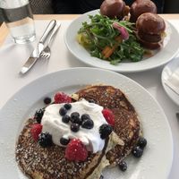 Lemon Poppyseed Pancakes & Sausage Sliders! at Little Pine in Los Angeles