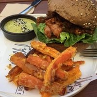 Pulled jackfruit burger at Miss Bliss Wholefoods Kitchen in West End
