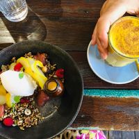 Granola and turmeric latte at Miss Bliss Wholefoods Kitchen in West End