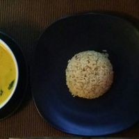 pumpkin curry and brown rice at Alice's Restaurant  in Chiang Mai