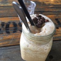 almond espresso frappe at The Glass Den in Coburg