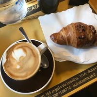 Soy cappuccino and hemp and nuts croissant at La Licata in Rome