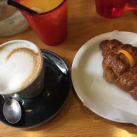 vegan breakfast- soy cappuccino, orange juice, croissant  at La Licata in Rome