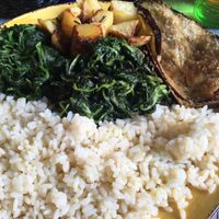 Rice, potatoes and vegetables from the buffet at La Licata in Rome