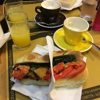 Vegan sandwich with tomatoes and spinach  at La Licata in Rome