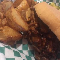 Vegan bbq jackfruit and fries at Dancing Avocado in Daytona Beach