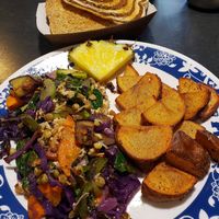 Amazing tofu scramble with vegan toast and vegan butter at Dancing Avocado in Daytona Beach