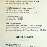 Menu at Pier 14 in Seebad Zinnowitz
