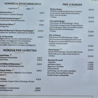 Linker Teil der Speisekarte at Pier 14 in Seebad Zinnowitz