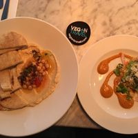 Hummus and pita, polenta cake at 1847 Bristol in Bristol