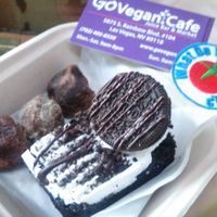 WOW, what a cool place.
Visited Oct 14th, 2018
5 Star Review from me

I follow them on Instagram, and respect the effort they put into sharing with the community

Close to the strip, all vegan. Interesting menu. 
I tried the Nacho Fries, it was pretty good, really fills you up

Also tried the Oreo Cake and some Chocolate Balls
Not cheap, but very good

I will visit again next time I visit Las Vegas

Next time I will eat there, it is an amazing space, plan to spend some time there at Go Vegan Cafe in Las Vegas
