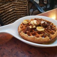 Waffles w/ Bananas, Mixed Nuts & Seeds at Go Vegan Cafe in Las Vegas