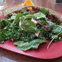 Raw Italian Burger + Mediterranean Salad at Go Vegan Cafe in Las Vegas