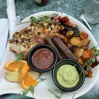 Part of the breakfast feast missing photo of tropical fruit pancakes 😋 at Go Vegan Cafe in Las Vegas