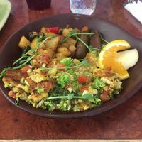 Breakfast Scramble with Faux sausage and Pesto Tofu Omelette  at Go Vegan Cafe in Las Vegas