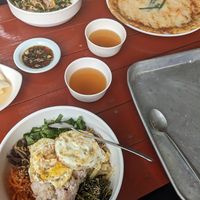 Bibimbap and potato pancake at Shoue-Hyang in Sokcho