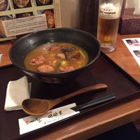 Eggplant and fried nugget curry udon at Mimikou in Kyoto