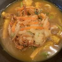 Kitsune curry udon with vegetable tempura at Mimikou in Kyoto