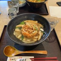 Vegan udon with tempura vegetables at Mimikou in Kyoto
