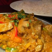 Mushroom dish with rice at Amrit Palace Indian Restaurant in Ocala