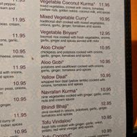 Vegan items clearly marked on the menu at Tadka in Payson