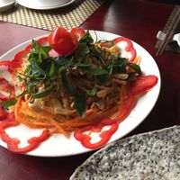 some kind of mango salad with crispy tofu at San May Vegetarian in Hue