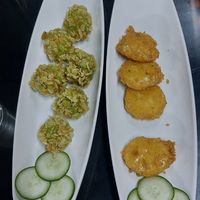 Taro balls (left) and fried silken tofu (right) at San May Vegetarian in Hue