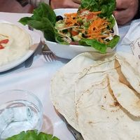 Salad and hummus at Yamal Asham in Rabat