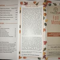 Fall menu  at GreenFare Organic Cafe in Herndon