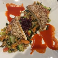 Organic Fried Quinoa with Baked Sesame Tofu and Vegetablea  at GreenFare Organic Cafe in Herndon