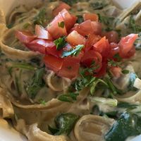 Spinach Alfredo pasta at GreenFare Organic Cafe in Herndon