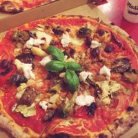 grilled veggies, vegan cheese, vegan Brie.. phenomenal at Pizzeria Dope in Amsterdam