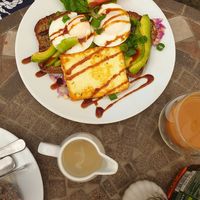 Not vegan: Avocado toast with poached eggs and cheese at You're Welcome in Berlin