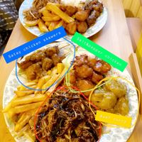 I covered the Salt and peppered chicken in sweet and sour sauce myself. the beef noodle I covered in my own hoisin sauce from home, pretty sure they offer there own hoisin sauce. at Imperial Dynasty in West Malling