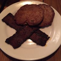 Vegan sausage and bacon (gimme lean and benevolent bacon). at Backwater in Melbourne