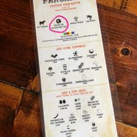 Pancake dry erase selection menu at Backwater in Melbourne