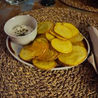 Starter : potatoes with ailoli sauce at Vegans N' Roses in Castelldefels