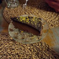 Dessert: cold chocolate cake at Vegans N' Roses in Castelldefels