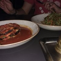 Vegan lasagna, Vegetable Zoodles and Turkish Coffee. at Wild Jordan Cafe in Amman