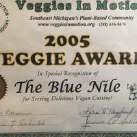 Veggie award at The Blue Nile in Ferndale