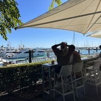 view on harbour  at Bohemian Raw Cafe in Whitsunday