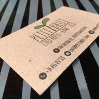 Business card at Petit Brot - Cold Press Raw Eco in Barcelona
