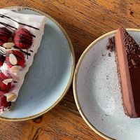 Strawberry pie and triple chocolate cake at Kaf in Copenhagen