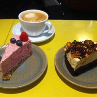 Cakes at Kaf! It took us 3 people to finish these monstrous cakes - delicious! at Kaf in Copenhagen